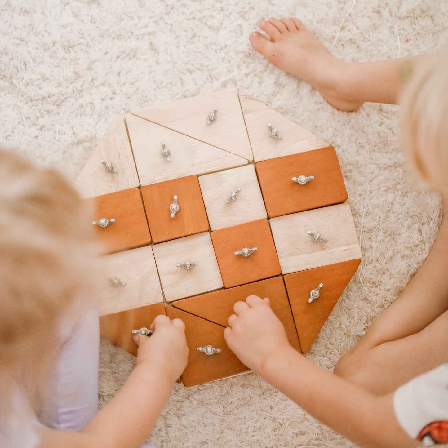 צעצוע הברגות עם צורות מעץ - Qtoys