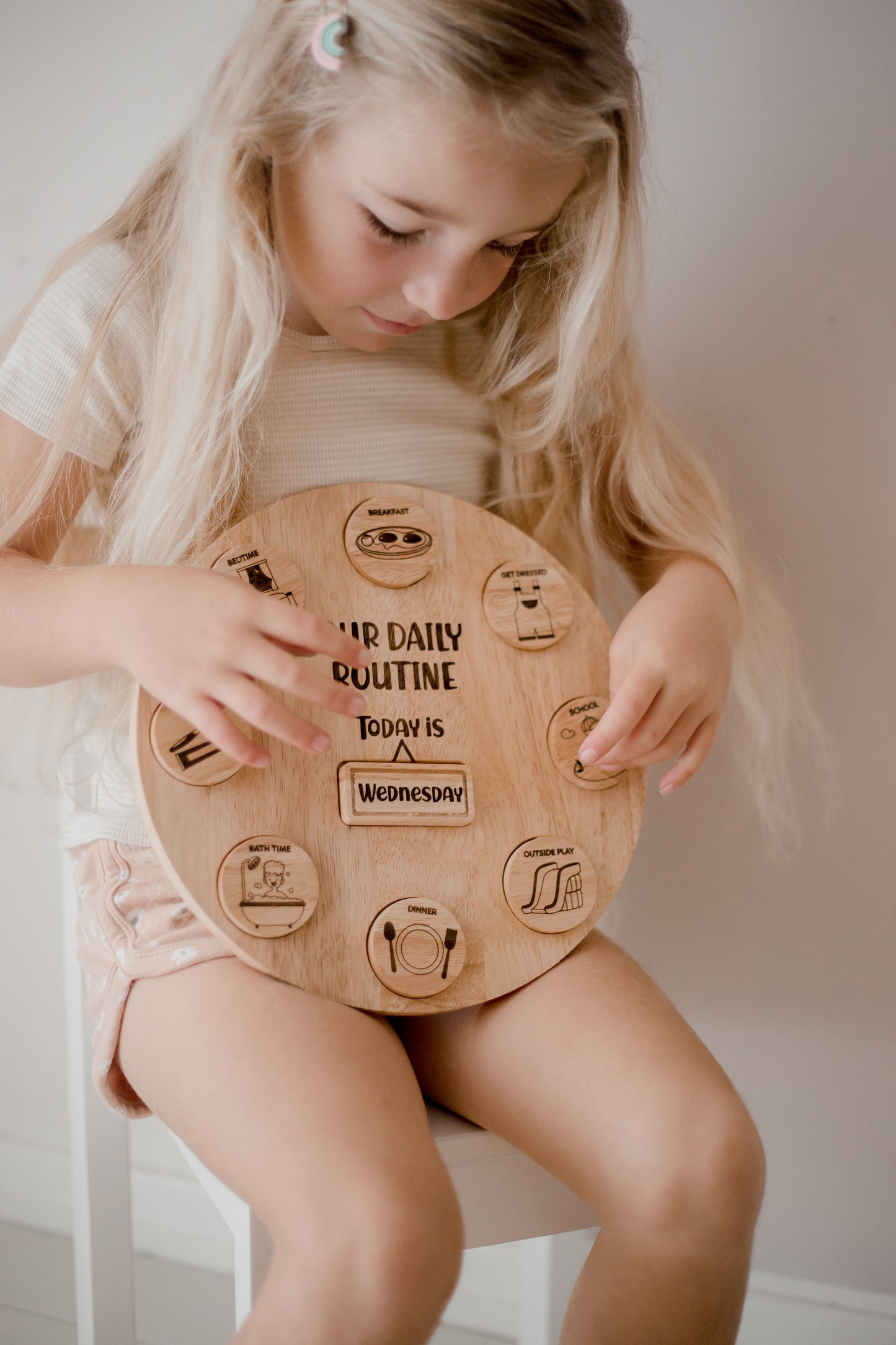 לוח שגרת יום מעץ - Qtoys