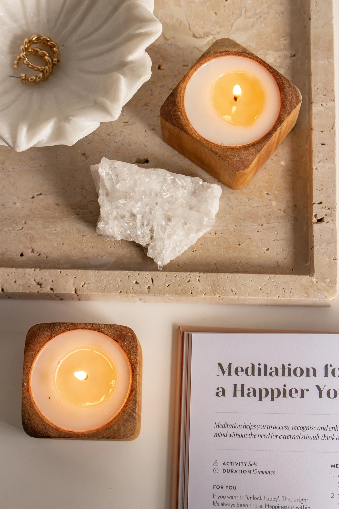 נרות ריחניים בכלי מעץ - Qhome